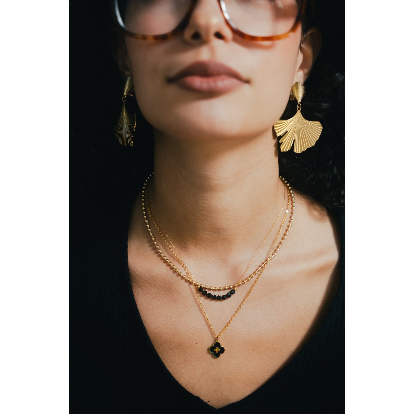 Boucles D'Oreilles Clip En Cuivre Avec Émaux Fleuris - Occasion