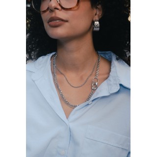 COLLIER MAILLE FINE TRESSEE ACIER INOXYDABLE SILVER PETIT PRIX