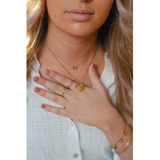 COLLIER FLEUR GRAVEE ACIER INOXYDABLE GOLD PETIT PRIX