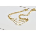 BRACELET TRIPLE NACRE TREFLE ET PERLES ACIER INOXYDABLE GOLD PETIT PRI