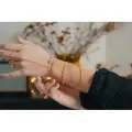 BRACELET PERLES GRIS METALLISE MEDAILLON ACIER INOX GOLD PETIT PRIX