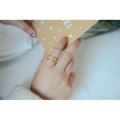 BAGUE ELASTIQUE COEUR ET ETOILE ACIER INOXYDABLE GOLD PETIT PRIX