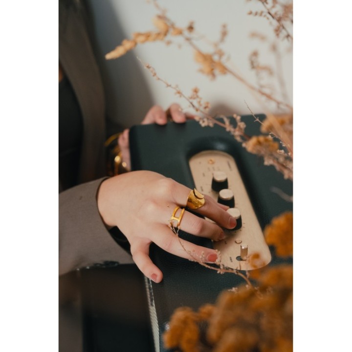 BAGUE ELASTIQUE COEUR ET ETOILE ACIER INOXYDABLE GOLD PETIT PRIX