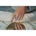 BAGUE ELASTIQUE COEUR ET ETOILE ACIER INOXYDABLE GOLD PETIT PRIX