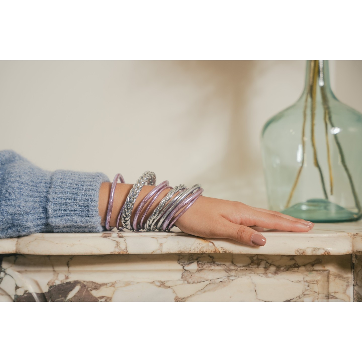 Bracelet Jonc Torsadé Kookai Argenté - Gravure 'Je T'aime' - Occasion (vérifier L'état)