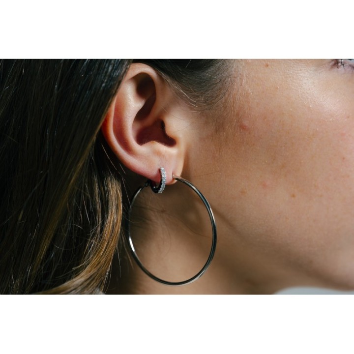 BOUCLES GRANDES CREOLES FINES ACIER INOXYDABLE SILVER PETIT PRIX