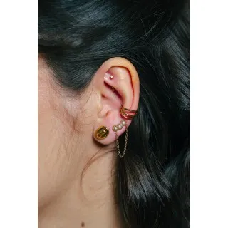 PUCE STRASS CHAINETTE ACIER INOXYDABLE GOLD PETIT PRIX
