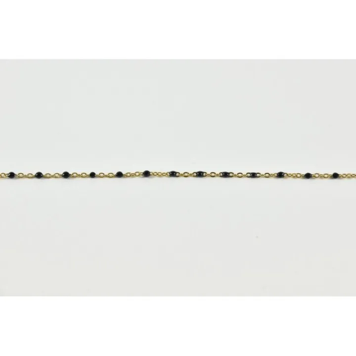 BRACELET PERLES NOIRES ACIER INOXYDABLE GOLD PETIT PRIX