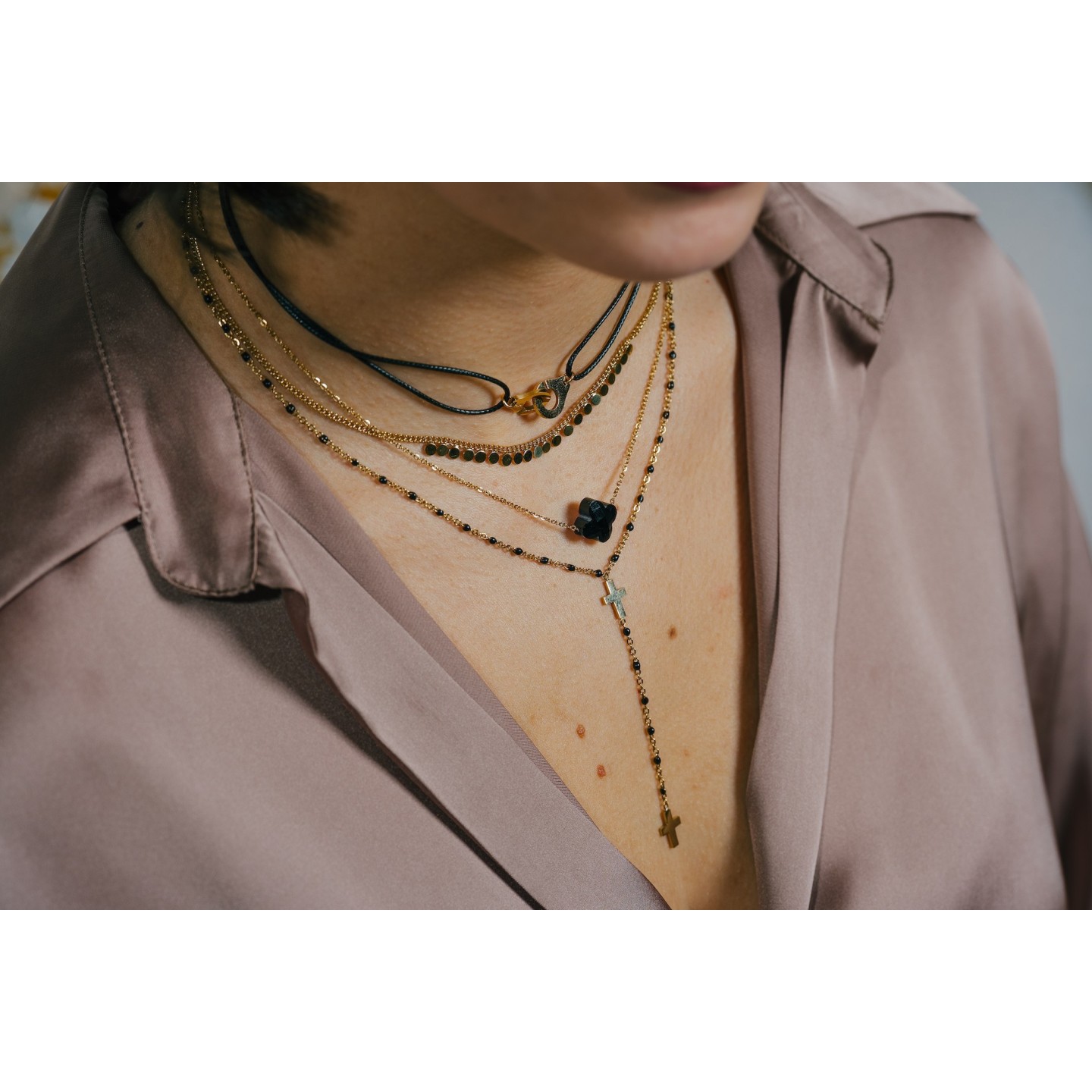 Collier double rang de perles de culture d'eau douce blanches qualité