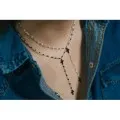 COLLIER PERLES NOIRES ET DOUBLE CROIX ACIER INOXYDABLE SILVER PETIT PR