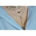 COLLIER PERLES NOIRES ET DOUBLE CROIX ACIER INOXYDABLE SILVER PETIT PR
