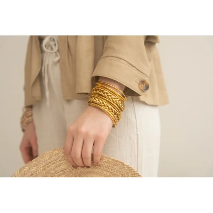 JONC BOUDDHISTE TIBETAINS KUMLAI LIGHT GOLD PAS CHER