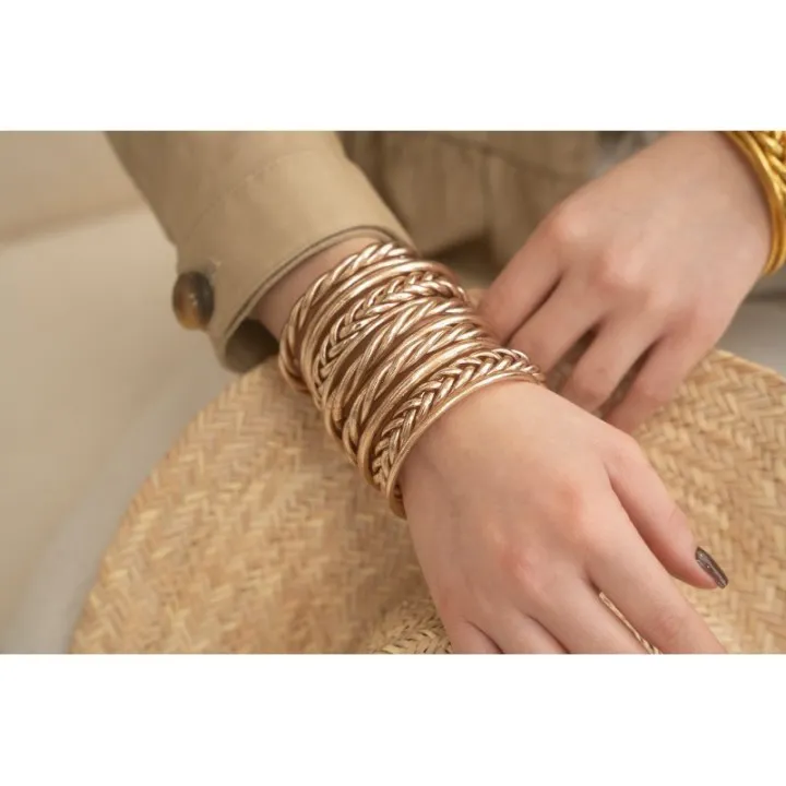 JONC BOUDDHISTE TIBETAINS KUMLAI LIGHT GOLD PAS CHER