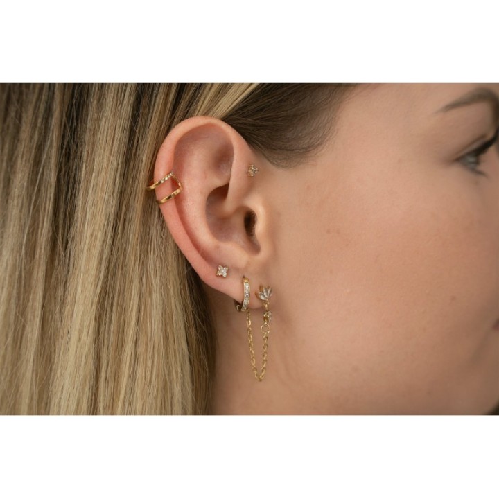 PUCE ETOILE STRASS ACIER INOXYDABLE GOLD PETIT PRIX