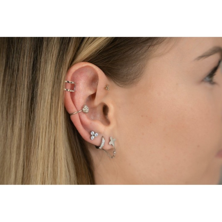 PIERCING TROIS STRASS ACIER INOXYDABLE SILVER PETIT PRIX