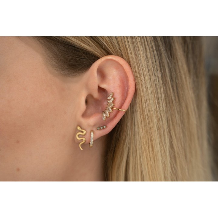 PIERCING LIGNE TROIS STRASS ACIER INOXYDABLE GOLD PETIT PRIX