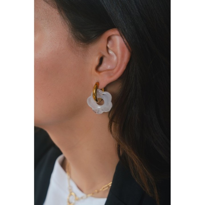 BOUCLES ANNEAUX ENTRELACES ACIER INOXYDABLE SILVER PETIT PRIX