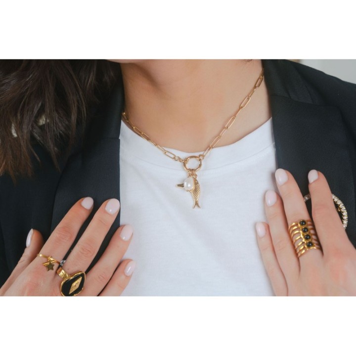 COLLIER MAILLE SERPENT ACIER INOXYDABLE GOLD PETIT PRIX
