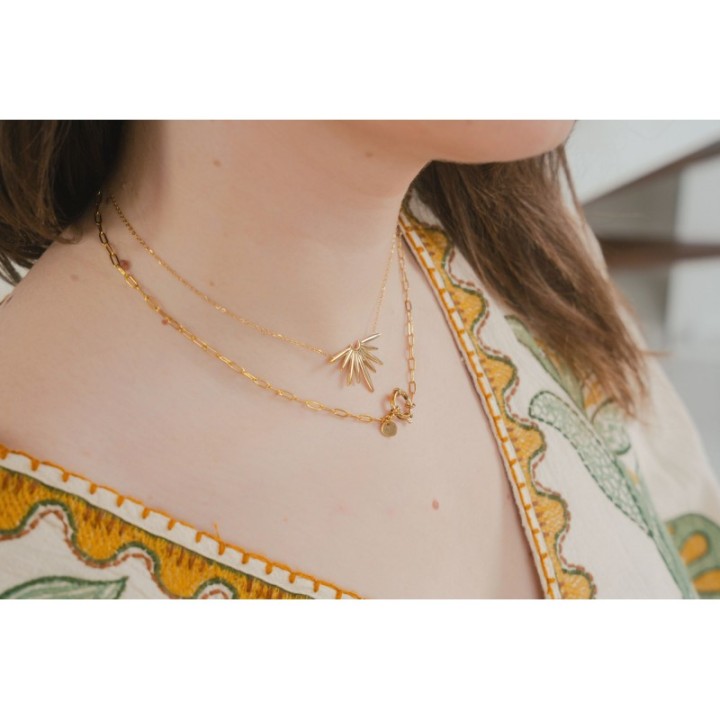 COLLIER DEMI SOLEIL ACIER INOXYDABLE GOLD PETIT PRIX