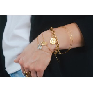 BRACELET PERLES NOIRES ACIER INOXYDABLE GOLD PETIT PRIX