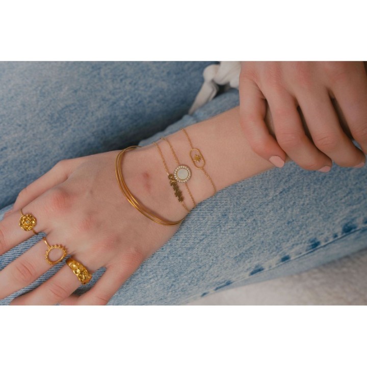 BRACELET CINQ FLEURS ACIER INOXYDABLE GOLD PETIT PRIX