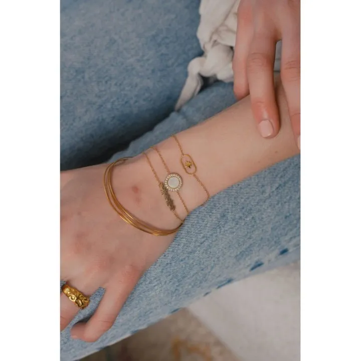 BRACELET CINQ FLEURS ACIER INOXYDABLE GOLD PETIT PRIX