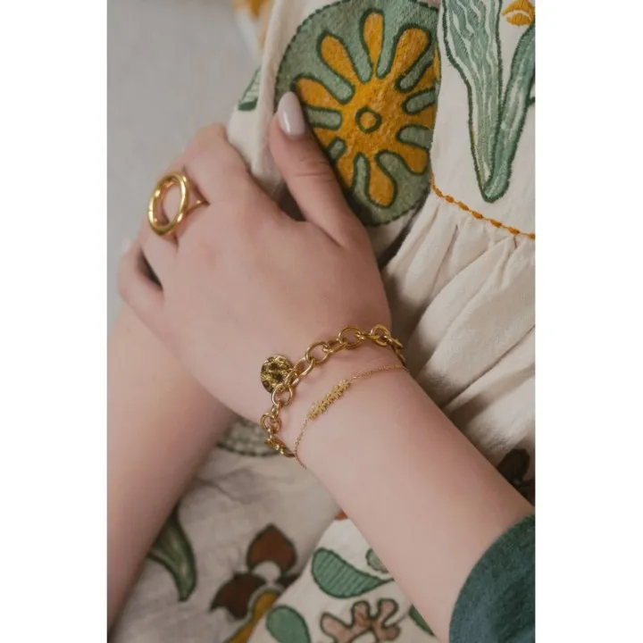 BRACELET CINQ FLEURS ACIER INOXYDABLE GOLD PETIT PRIX