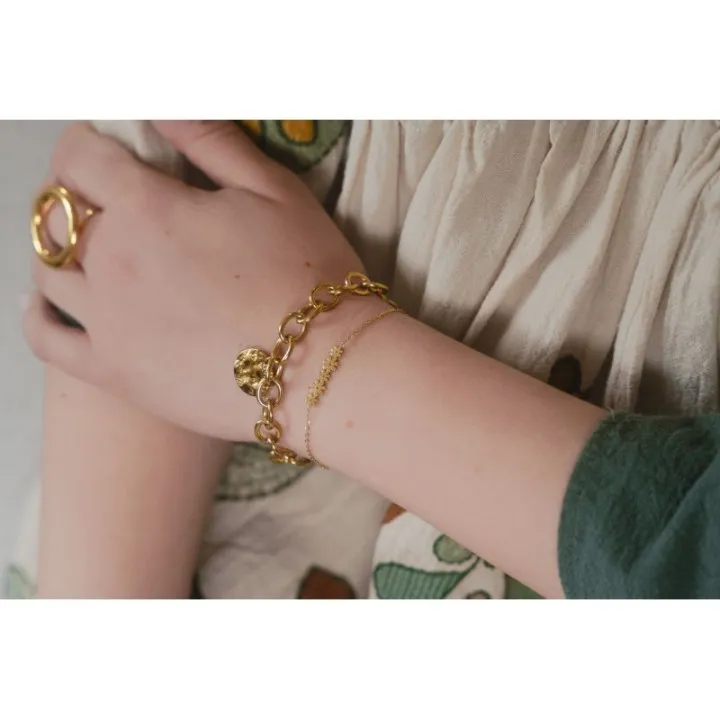 BRACELET PERLES NOIRES ACIER INOXYDABLE GOLD PETIT PRIX