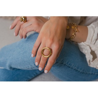 BAGUE XL RONDE ACIER INOXYDABLE GOLD PETIT PRIX