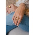 BAGUE RONDE MARTELEE ACIER INOXYDABLE GOLD PETIT PRIX