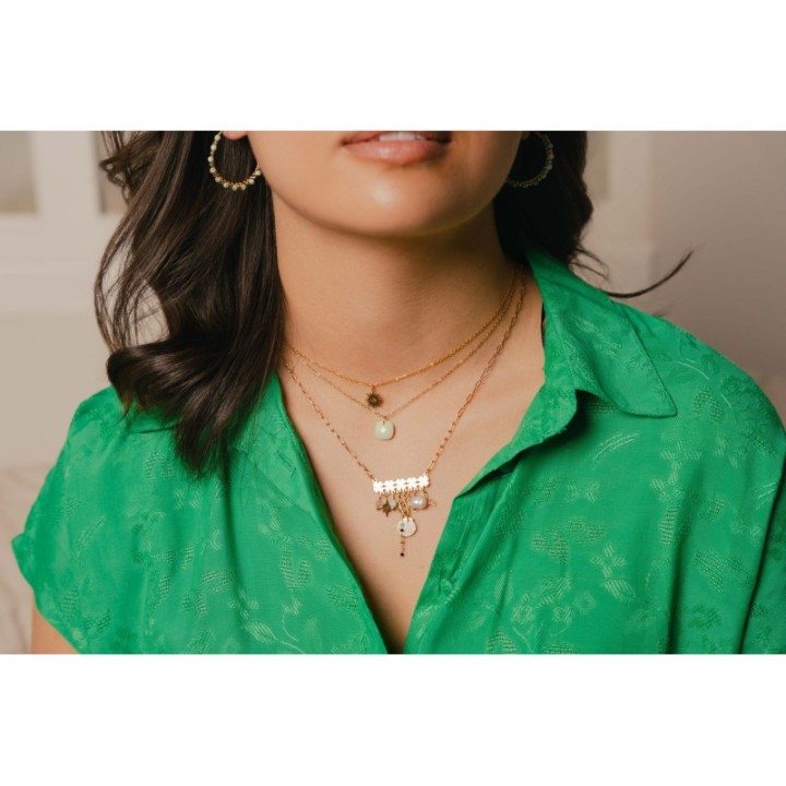 COLLIER SOLEIL AJOURE ACIER INOXYDABLE GOLD PETIT PRIX