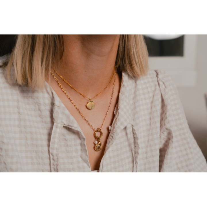 COLLIER COQUILLAGE ACIER INOXYDABLE GOLD PETIT PRIX