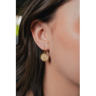 BOUCLES SOLEILS GRAVES CISELES ACIER INOXYDABLE GOLD PETIT PRIX