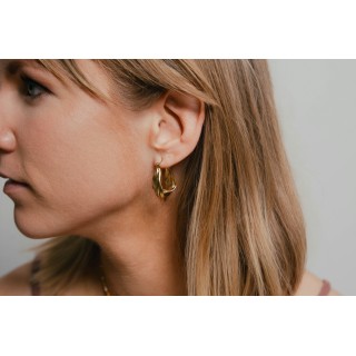 BOUCLES ANNEAUX ENTRELACES ACIER INOXYDABLE SILVER PETIT PRIX