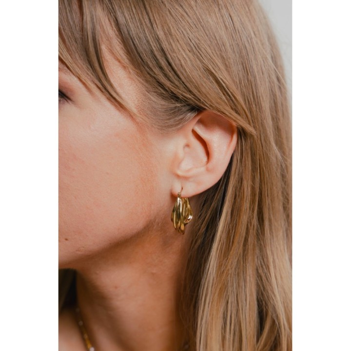 BOUCLES ANNEAUX ENTRELACES ACIER INOXYDABLE SILVER PETIT PRIX