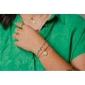 BRACELET PERLES GRIS METALLISE MEDAILLON ACIER INOX GOLD PETIT PRIX
