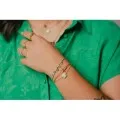 BRACELET PERLES GRIS METALLISE MEDAILLON ACIER INOX GOLD PETIT PRIX