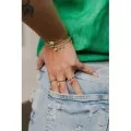 BRACELET DOUBLE RANGS VERT STRASS ACIER INOXYDABLE GOLD PETIT PRIX