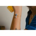 BRACELET PERLES GRIS METALLISE MEDAILLON ACIER INOX GOLD PETIT PRIX