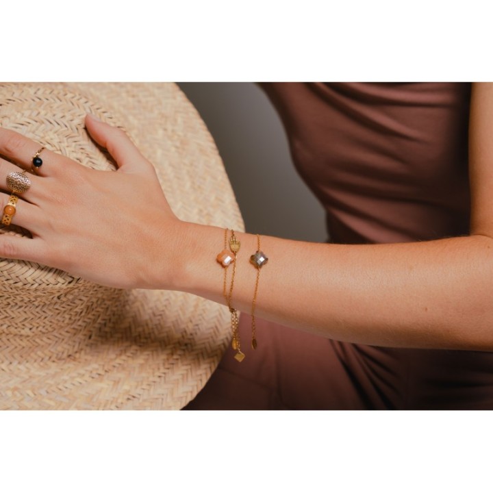 BRACELET TREFLE OCRE ACIER INOXYDABLE GOLD PETIT PRIX