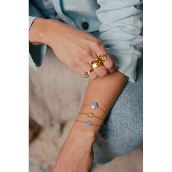 BRACELET CARRE BLEU ACIER INOXYDABLE GOLD PETIT PRIX