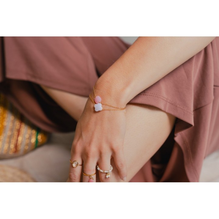 BRACELET CARRE ROSE ACIER INOXYDABLE GOLD PETIT PRIX
