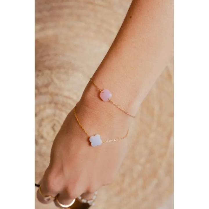 BRACELET CARRE ROSE ACIER INOXYDABLE GOLD PETIT PRIX