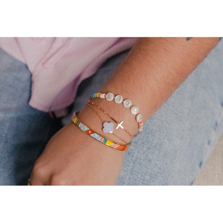 BRACELET MULTICOLORE AMOUR ACIER INOXYDABLE GOLD PETIT PRIX