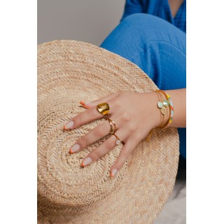BAGUE EVASE ROND ETOILE ACIER INOXYDABLE GOLD PETIT PRIX