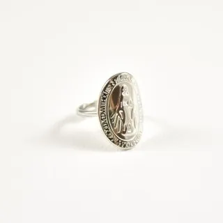 BAGUE RONDE MEDAILLE ACIER INOXYDABLE SILVER PETIT PRIX