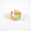 BAGUE LARGE CISELEE PERLES ACIER INOXYDABLE GOLD PETIT PRIX