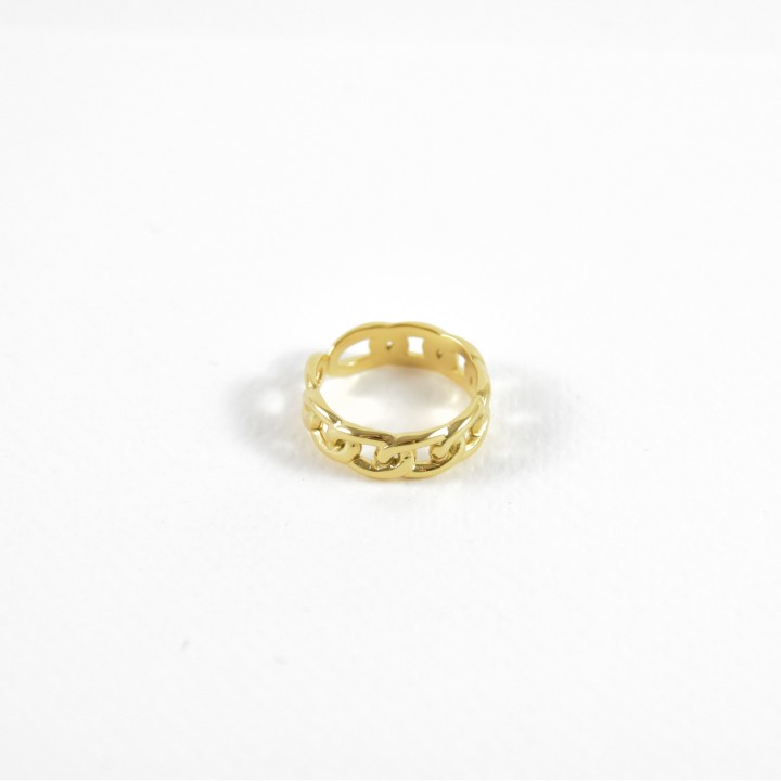 BAGUE ELASTIQUE COEUR ET ETOILE ACIER INOXYDABLE GOLD PETIT PRIX