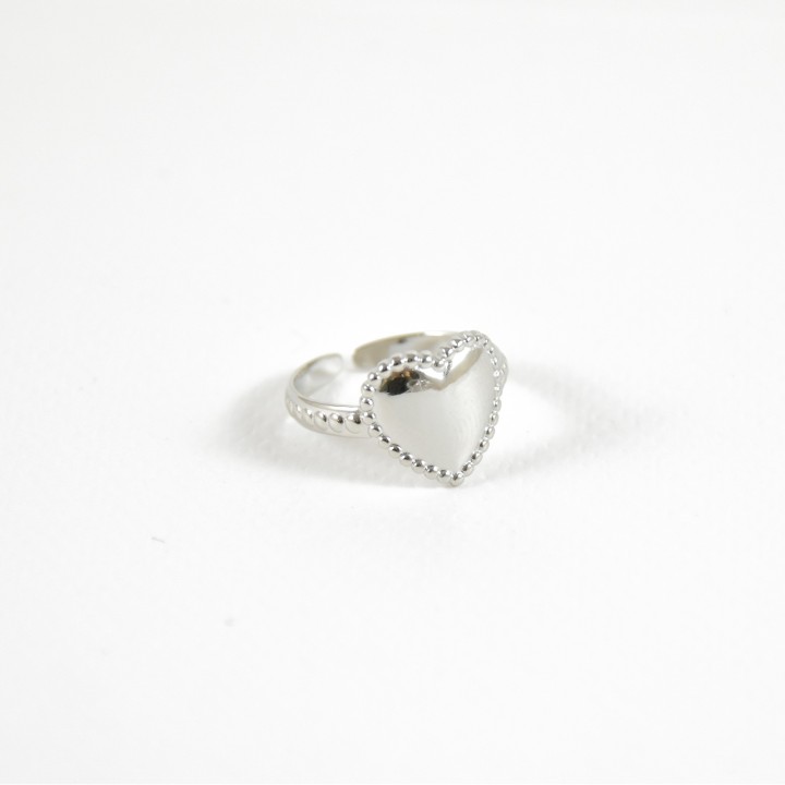 BAGUE COEUR EFFET PERLES ACIER INOX SILVER PETIT PRIX