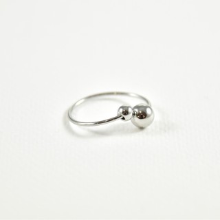 BAGUE FINE OUVERTE PERLES ACIER INOXYDABLE SILVER PETIT PRIX